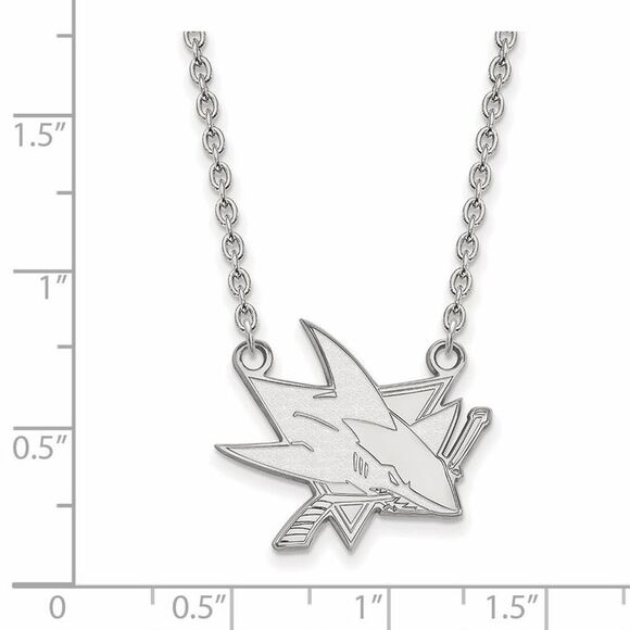 Sterling Silver NHL San Jose Sharks Large Necklace, 18 Inch - Picture 2 of 4